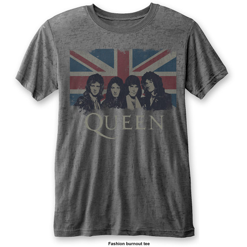 Queen Unisex T-Shirt Vintage Union Jack (Burnout)