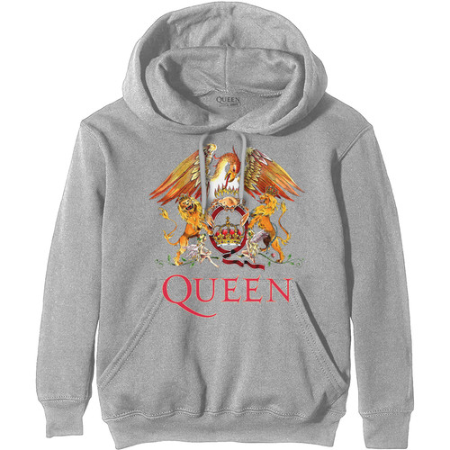 Queen Unisex Pullover Hoodie Sweatshirt Classic Crest Grey