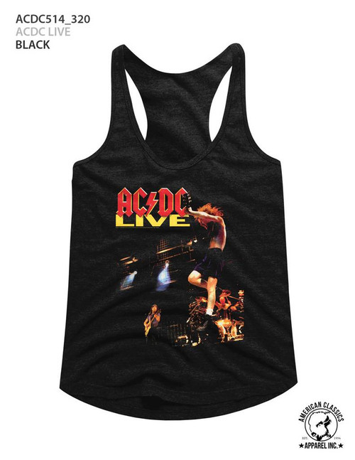 AC/DC Live Black Junior Women's Racerback Tank Top T-Shirt