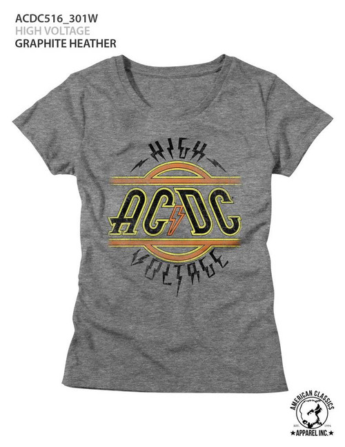 AC/DC High Voltage Graphite Heather Junior Women's T-Shirt