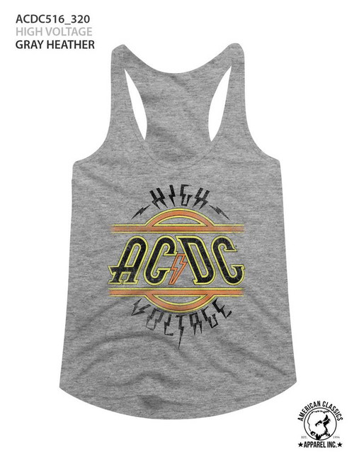 AC/DC High Voltage Gray Heather Junior Women's Racerback Tank Top T-Shirt