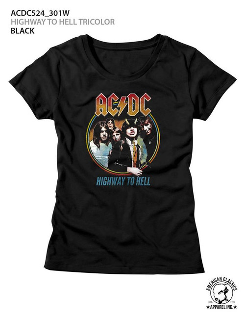 AC/DC Highway To Hell Tricolor Black Junior Women's T-Shirt
