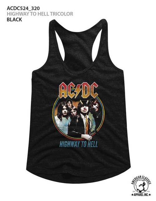 AC/DC Highway To Hell Tricolor Black Junior Women's Racerback Tank Top T-Shirt