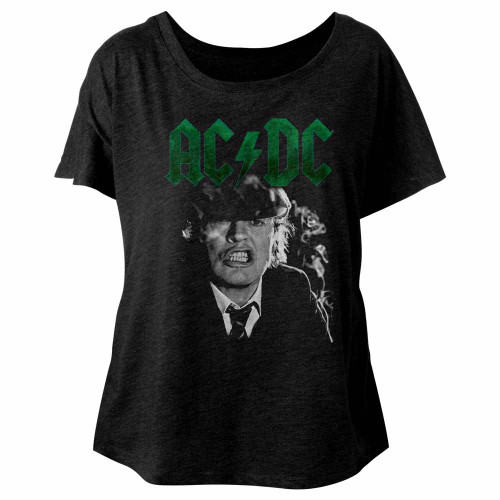 AC/DC Angus Growl Vintage Black Ladies Dolman T-Shirt