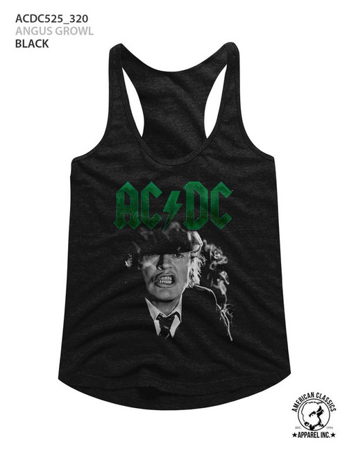 AC/DC Angus Growl Black Junior Women's Racerback Tank Top T-Shirt