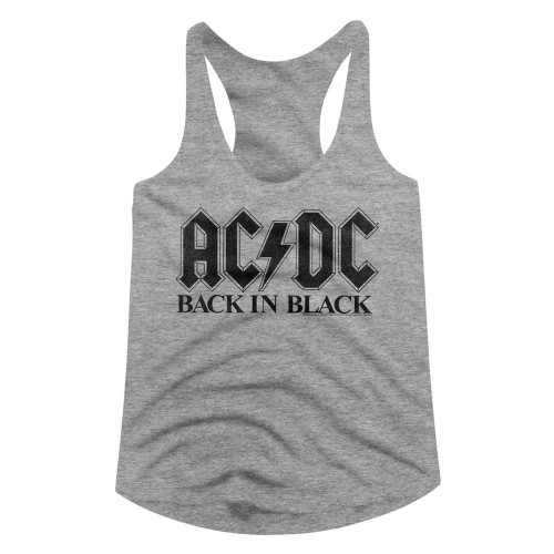 AC/DC Back In Black Heather Junior Women's Racerback Tank Top T-Shirt