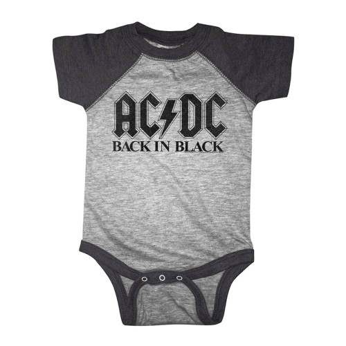AC/DC Back In Black Heather/Vintage  Smoke Infant S/S Baseball Bodysuit