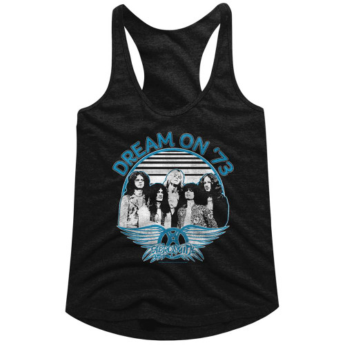 Aerosmith Dream On Blue & White Black Junior Women's Racerback Tank Top T-Shirt