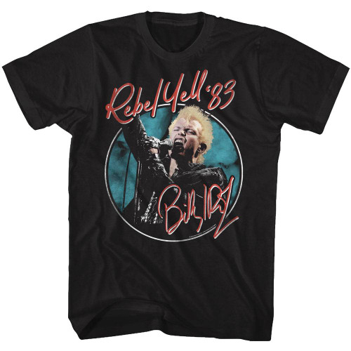 Billy Idol Rebel Yell Circle Black Adult T-Shirt