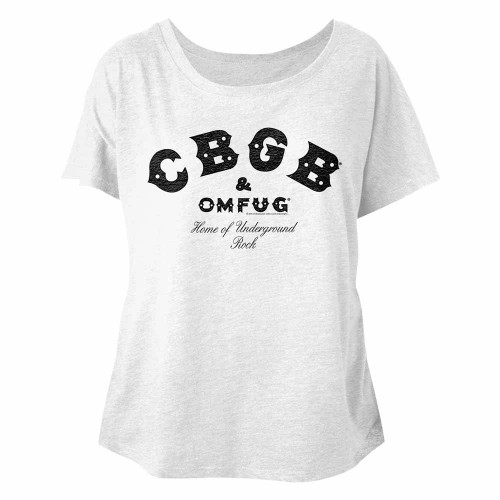 CBGB Black And White Junior Women's Dolman T-Shirt