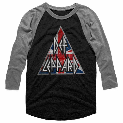 Def Leppard British Logo Vintage Black/Heather Adult Raglan Baseball T-Shirt