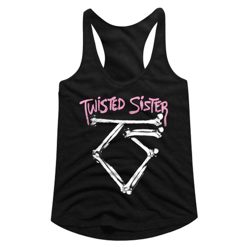 Twisted Sister Bone Logo Black Junior Women's Racerback Tank Top
