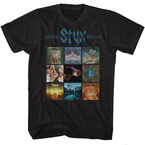 Styx Album Grid Black Adult T-Shirt