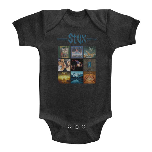 Styx Album Grid Vintage Smoke Infant Heather Baby Onesie