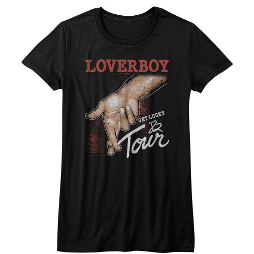 Loverboy Get Lucky Tour Black Junior Women's T-Shirt