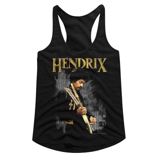 Jimi Hendrix Black Junior Women's Racerback Tank Top T-Shirt
