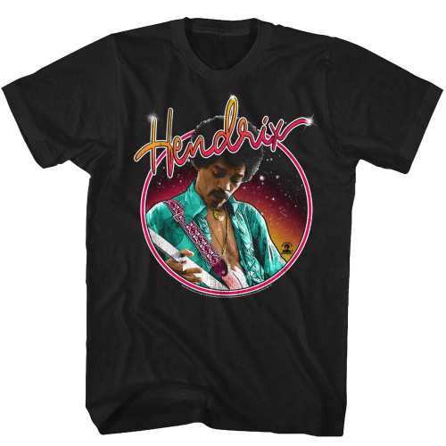 Jimi Hendrix Neon Black Adult T-Shirt