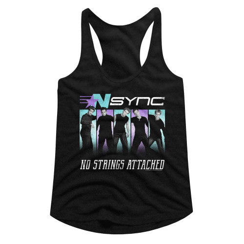 NSYNC No Strings Black Junior Women's Racerback Tank Top T-Shirt