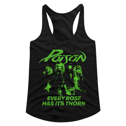 Poison Every Rose Has Its Thorn Black Junior Women's Racerback Tank Top T-Shirt