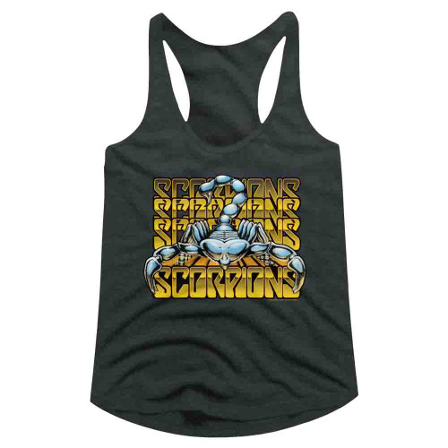 Scorpions Metallic Logos Dark Gray Heather Junior Women's Racerback Tank Top