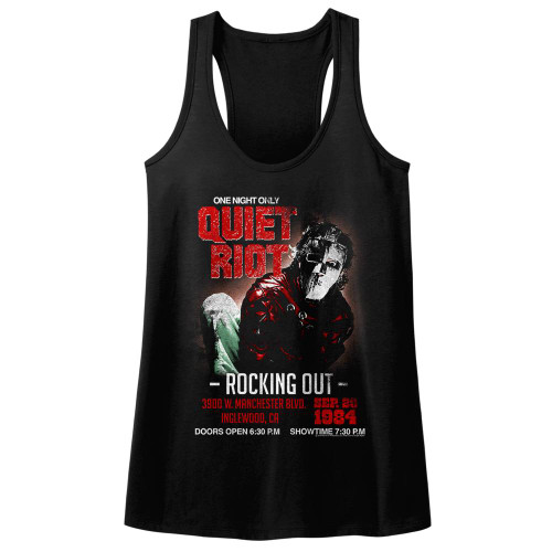 Quiet Riot Rocking Out Black Junior Women's Racerback Tank Top T-Shirt