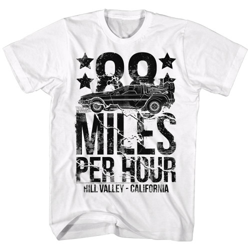 Back to the Future 88' Miles Per Hour White Adult T-Shirt