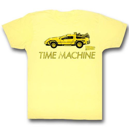 Back to the Future Delorean Yellow Adult T-Shirt
