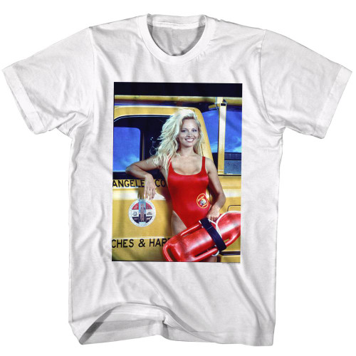 Baywatch Pam Photo White Adult T-Shirt