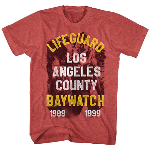 Baywatch Lifeguard Red Heather Adult T-Shirt