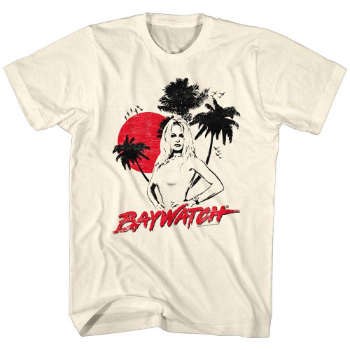 Baywatch Sketch Natural Adult T-Shirt