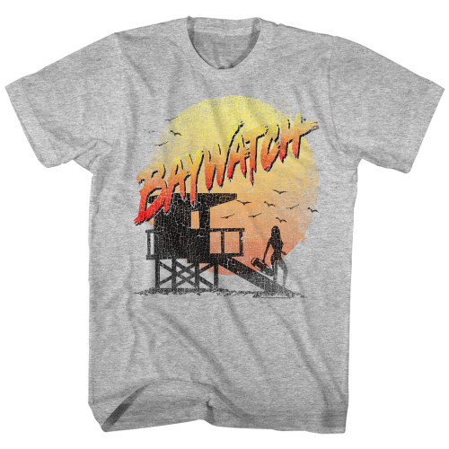 Baywatch Cracked Up Gray Heather Adult T-Shirt