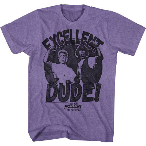Bill and Ted Excellent Dude Retro Purple Heather Adult T-Shirt