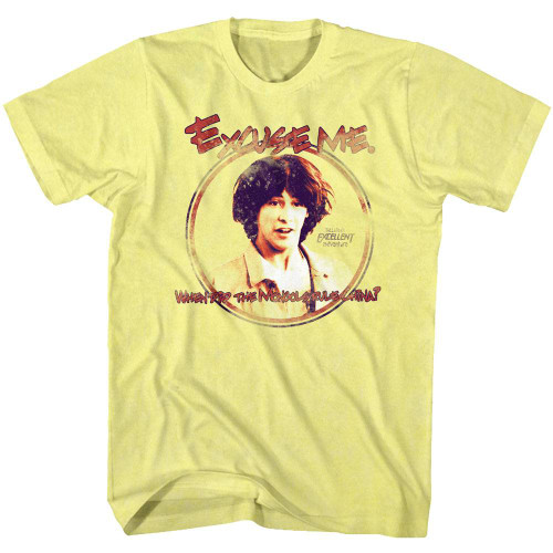 Bill and Ted Excuse Me Yellow Heather Adult T-Shirt