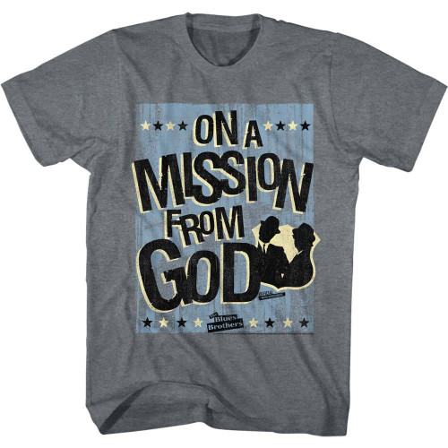 Blues Brothers Poster Mission Graphite Heather Adult T-Shirt