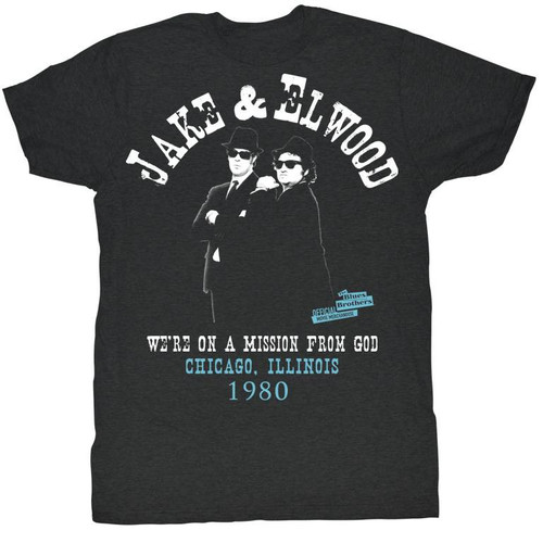 Blues Brothers Black Heather Adult T-Shirt