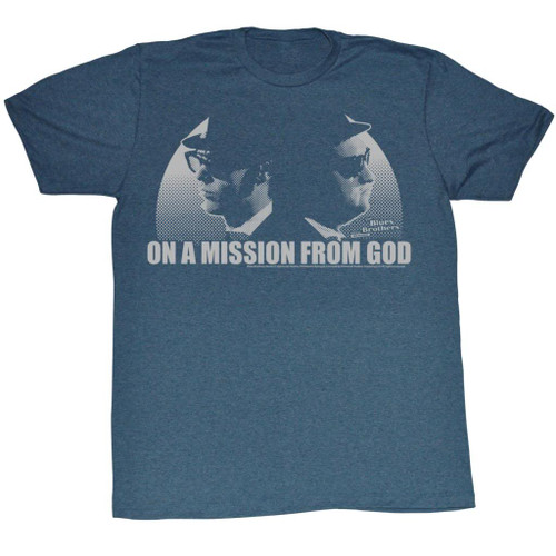 Blues Brothers Go Go Go Navy Heather Adult T-Shirt