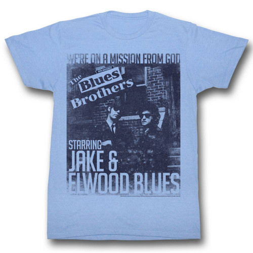 Blues Brothers More Missions Light Blue Heather Adult T-Shirt