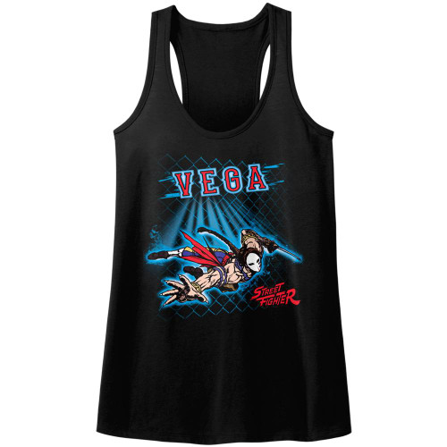 Street Fighter Vega Fence Black Junior Women's Racerback Tank Top