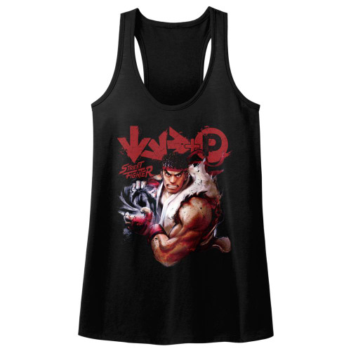 Street Fighter More Black Junior Women's Racerback Tank Top