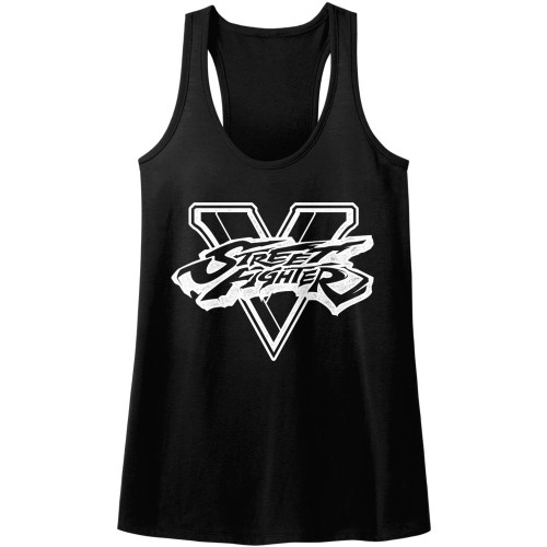Street Fighter Sfv Bw Black Junior Women's Racerback Tank Top