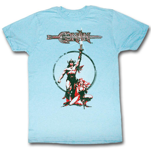 Conan The Barbarian Movie Poster Light Blue Heather Adult T-Shirt