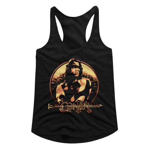 Conan The Barbarian Shield Black Junior Women's Racerback Tank Top T-Shirts
