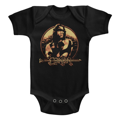 Conan The Barbarian Shield Black Baby Onesie T-Shirt