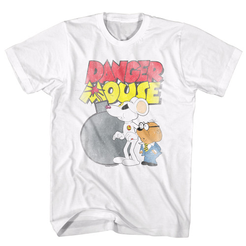 Danger Mouse Danger Bomb White Adult T-Shirt
