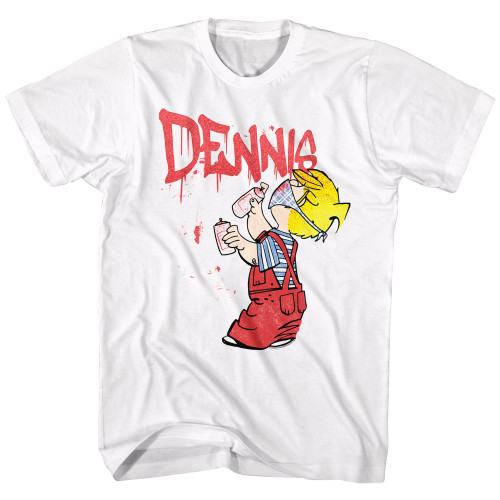 Dennis The Menace Graffiti White Adult T-Shirt