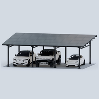 Solar Carport Mount for 36 Panels Chiko USA Maximo 185 CK-4P-CPT-STL-BLK-3-CAR-HWSN