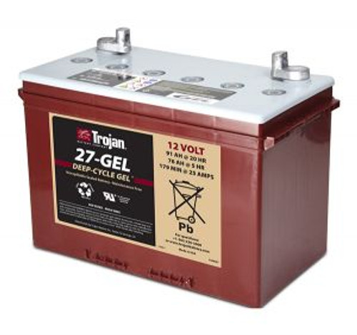 1.1 kWh Trojan 12V Sealed Gel Battery 27-Gel, Universal Terminal