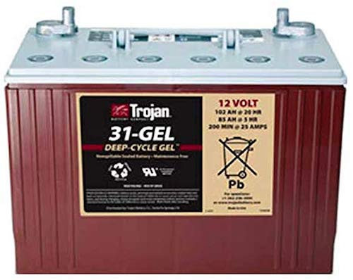 1.2 kWh Trojan 12V Sealed Gel Battery 31-Gel, Universal Terminal