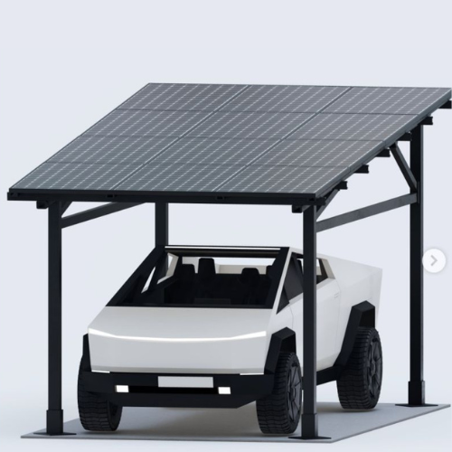 Solar Carport Mount for 12 Panels Chiko USA Maximo 185 CK-4P-CPT-STL-BLK-1-CAR-HWSN