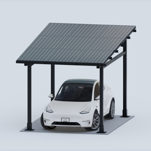 Solar Carport Mount for 12 Panels Chiko USA Premier CK-4P-CPT-STL-BLK-1-CAR-SS